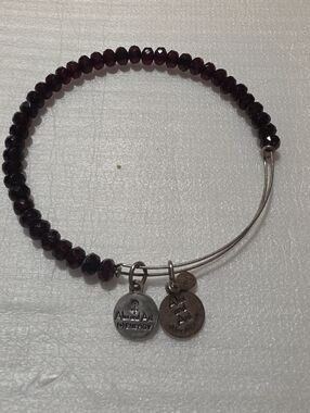 Alex and Ani Garnet Faceted Bead Expandable Bracelet